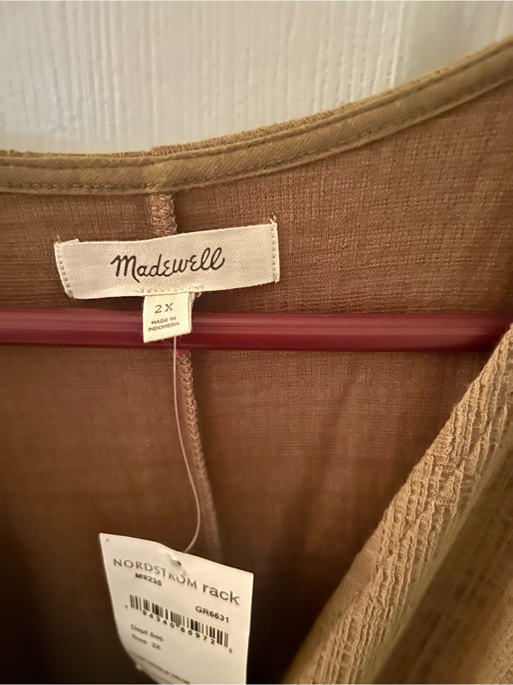 NWT Madewell Olive Textured V-Neck Dress, Size 2X - Picture 3 of 6